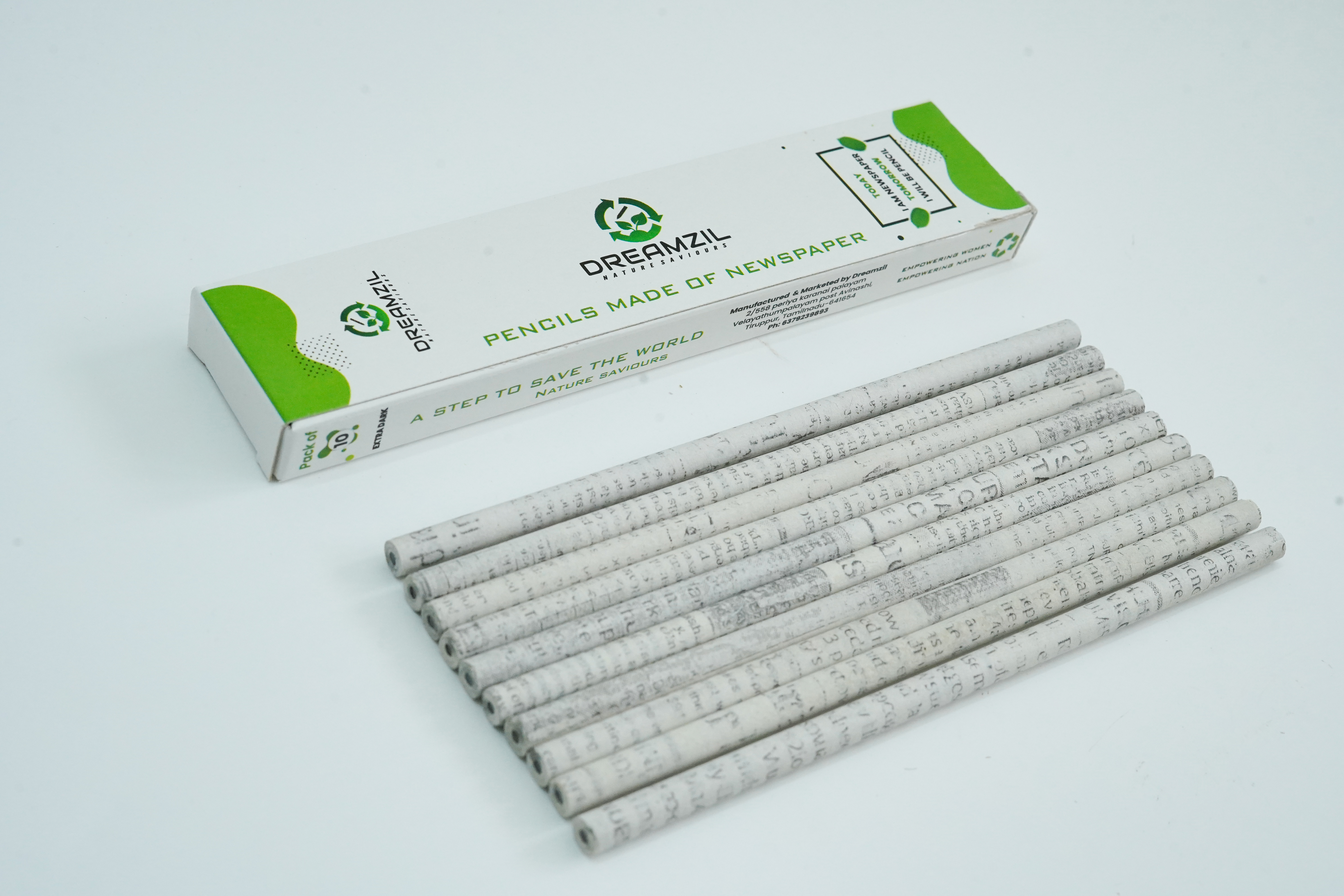 RECYCLE NEWSPAPER PENCIL-PACK OF 10 ECO -FRIENDLY PENCILS